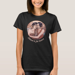 Miami Downtown Women Cuddling Lesbisk Teckning T Shirt