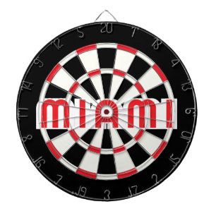 MIAMI Enkel Modern Svart Vit Röd Darttavla