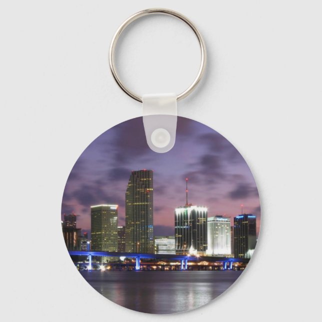 Miami Evening Skyline Keychain Nyckelring (Framsida)