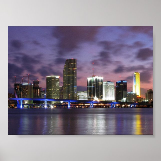Miami Evening Skyline Poster (Framsidan)
