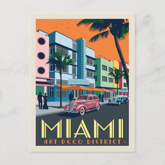 Miami, FL| Art Deco-distriktet Vykort (Framsida)