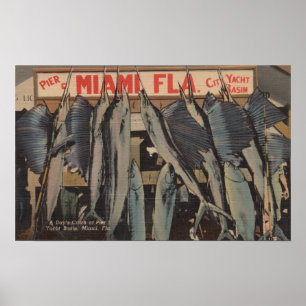 Miami FL - beskåda av för stadsyachten för pir 5 Poster