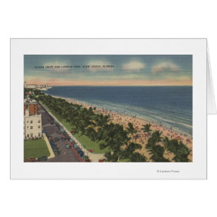 Miami, FL - Ocean Drive och Lummus Park Hälsningskort