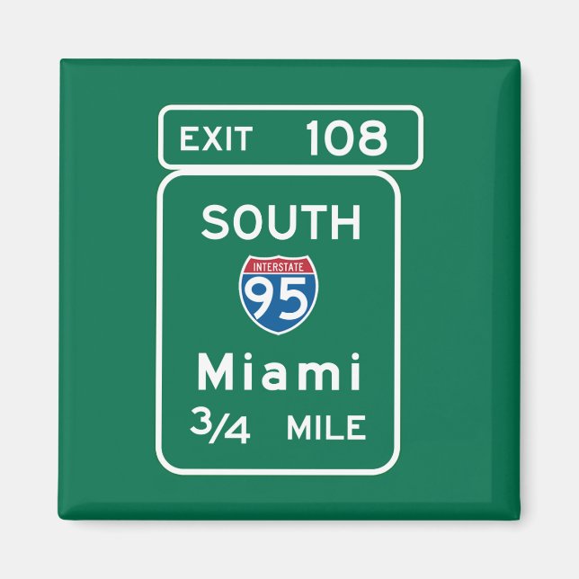 Miami, FL Road Sign Magnet (Framsidan)