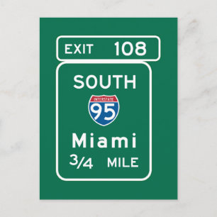 Miami, FL Road Sign Vykort