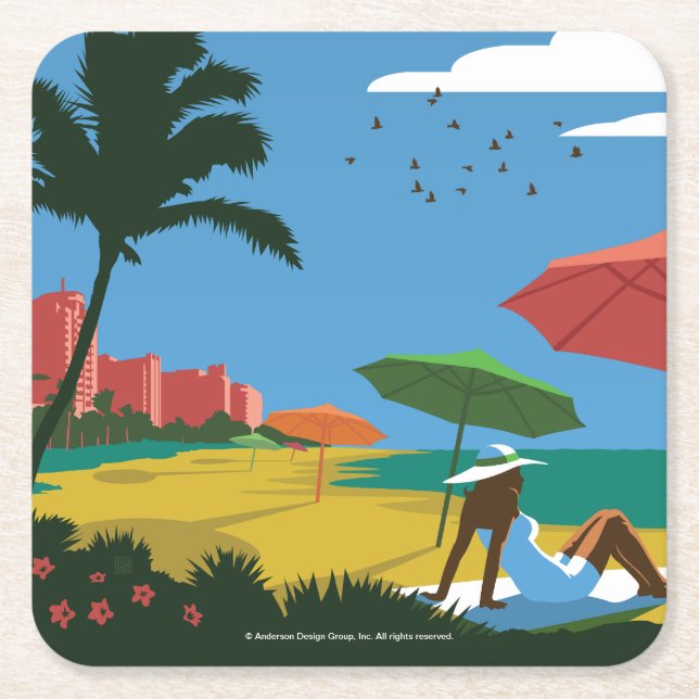 Miami FL Underlägg Papper Kvadrat (Framsidan)