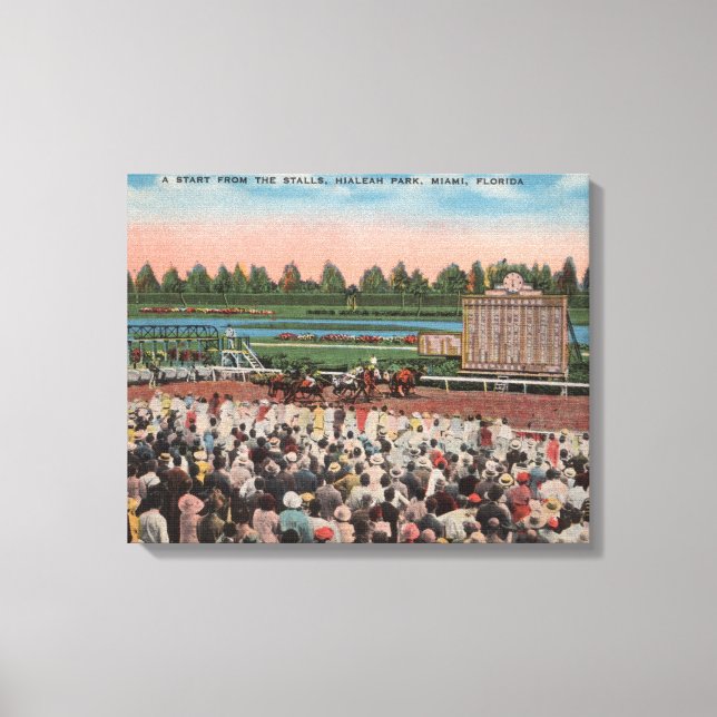 Miami, FL - View Hialeah Park with Horse Canvastryck (Framsida)