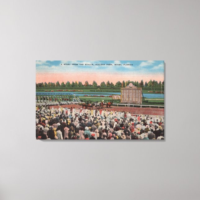 Miami, FL - View Hialeah Park with Horse Canvastryck (Framsida)