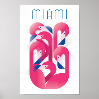 Miami Flamingo Färg Poster