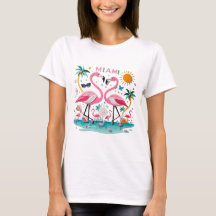 Miami Flamingo Paradise Kvinnors T-shirt