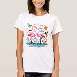 Miami Flamingo Paradise Kvinnors T-shirt