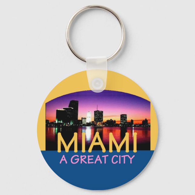 Miami Florida A Underbar City Keychain Nyckelring (Framsida)