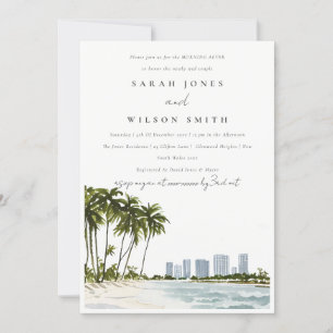Miami Florida Akvarell Palm Beach Morgon Efter Inbjudningar