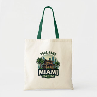 Miami Florida "anpassade namn" Skyline Tote Bag Tygkasse