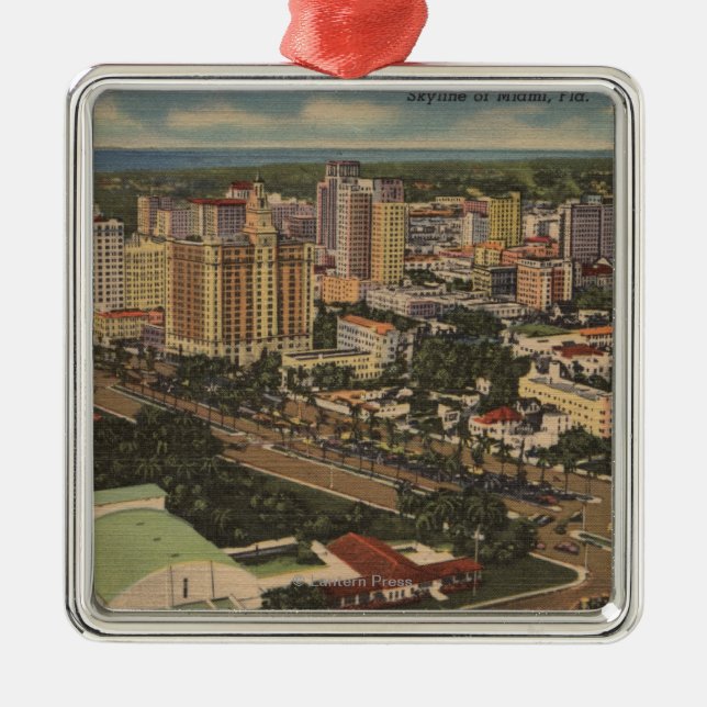 Miami Florida - antennen beskådar av centra Julgransprydnad Metall (Framsidan)