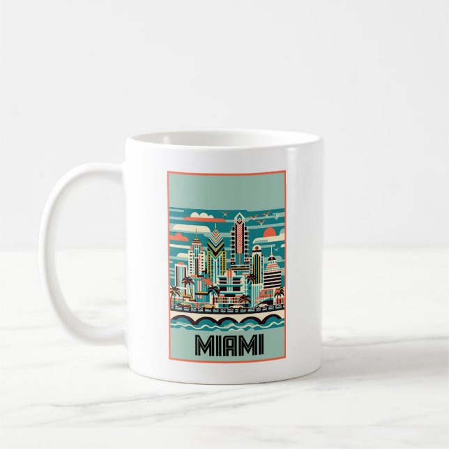 Miami Florida Art Deco Kaffemugg (Vänster)
