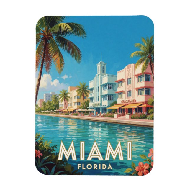 Miami Florida Art Deco Resa Magnet (Vertikal)