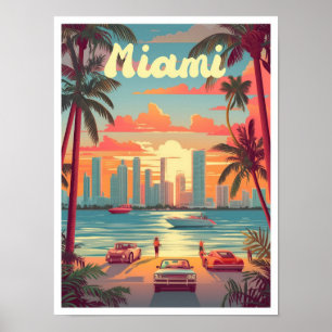 Miami Florida Art Vintage resor Illustration Poster