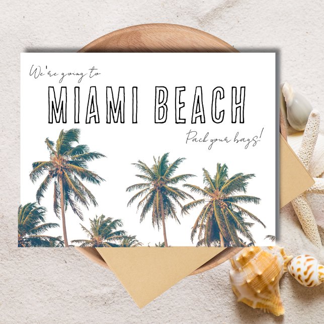 Miami Florida Beach bröllopsdag Spara datumet Vykort (Miami Florida Beach Wedding Save the Date Postcard)