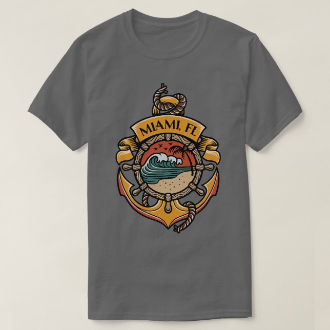 Miami Florida Beacher Boating Sailing Fishing Yach T Shirt (Design framsida)