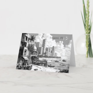 Miami Florida Black and White Greeting Card Helgkort