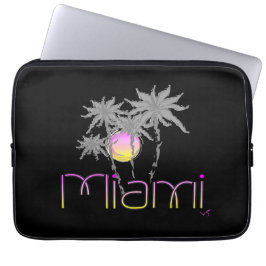 Miami, Florida Black Coola Graphic Laptop Sleeve