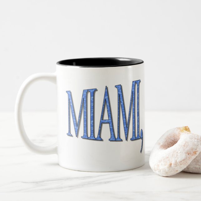 Miami, Florida - Blue Två-Tonad Mugg (Med munk)