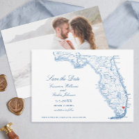 Miami Florida Bröllop Elegant Navy Karta