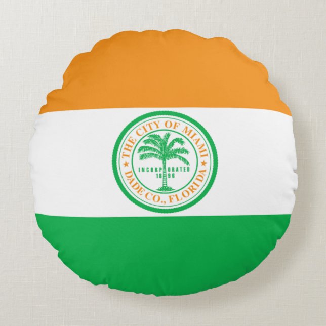 Miami (Florida) City flagga Rund Kudde (Framsidan)