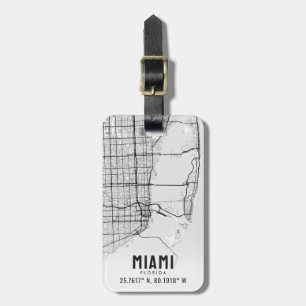 Miami, Florida City Karta Topography Luggage Tag Bagagebricka