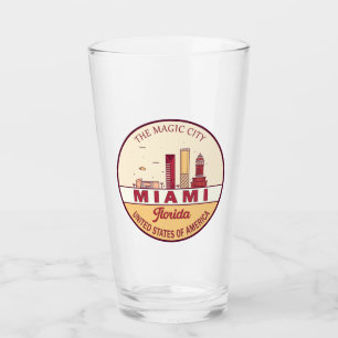 Miami Florida City Skyline Emblem Glaskopp