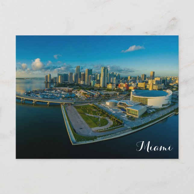 Miami Florida City Skyline Travel Photo Vykort (Framsida)