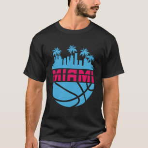 Miami Florida Cityscape Basketball 80'S T Shirt