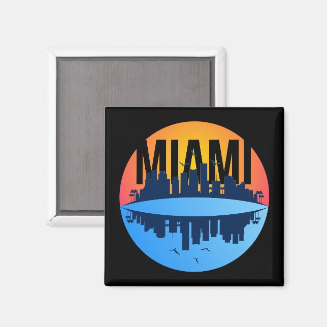 Miami Florida Cityscape Skyline Photo Magnet (Front/Back)