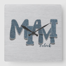 Miami Florida Denim Letter Wall Clock Fyrkantig Klocka