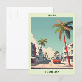 Miami Florida Elegant Art Vintage resor Vykort