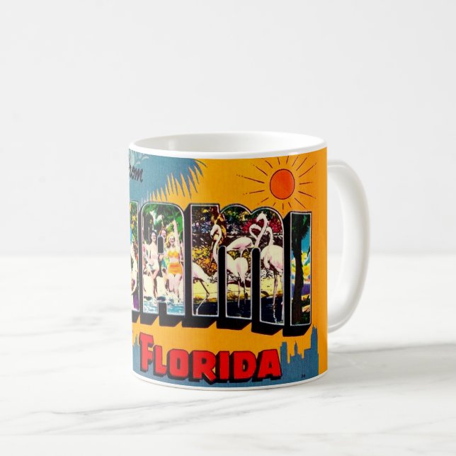 Miami Florida Färgglad vykortsmugg Kaffemugg (Framsida höger)