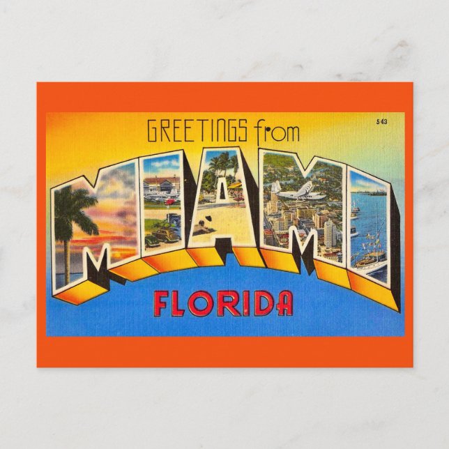 Miami Florida Färgglatt Retro Välkomstkort Vykort (Framsida)