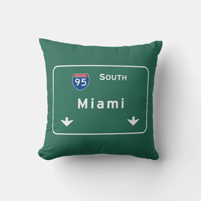 Miami Florida fl Interstate Highway Fri väg : Kudde (Framsida)