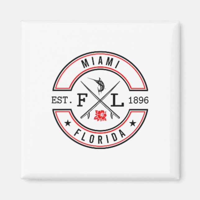 Miami Florida Fl Retro Surfare Strandfront Och Ck  Magnet (Framsidan)