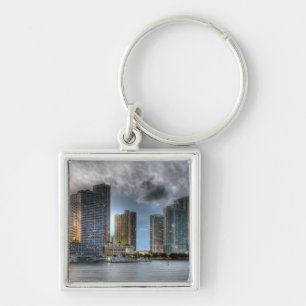 Miami Florida Fyrkantig Silverfärgad Nyckelring