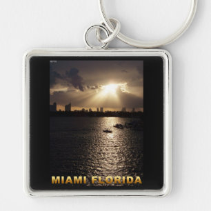 Miami, Florida Fyrkantig Silverfärgad Nyckelring