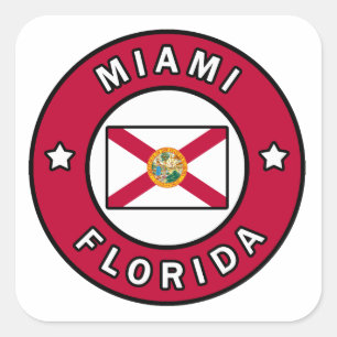 Miami Florida Fyrkantigt Klistermärke
