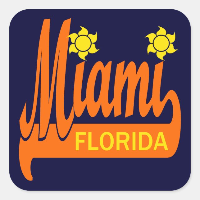 Miami, Florida Fyrkantigt Klistermärke (Framsida)
