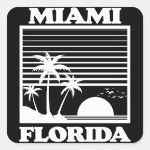 Miami,Florida Fyrkantigt Klistermärke