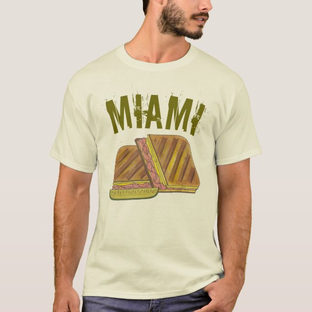 Miami Florida Ham Swiss Cheese Cuban Sandwich T Shirt (Framsida)