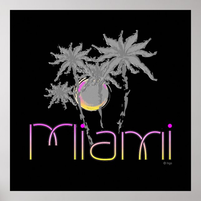 Miami, Florida Handflatan Modern Coola Poster (Framsidan)