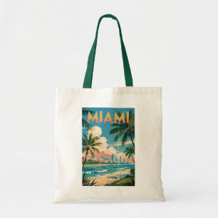 Miami Florida Illustration Resa Konst Vintage Tygkasse