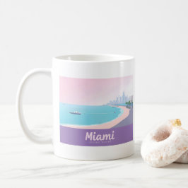 Miami Florida Kusten Cityscape Pastel Travel Kaffemugg