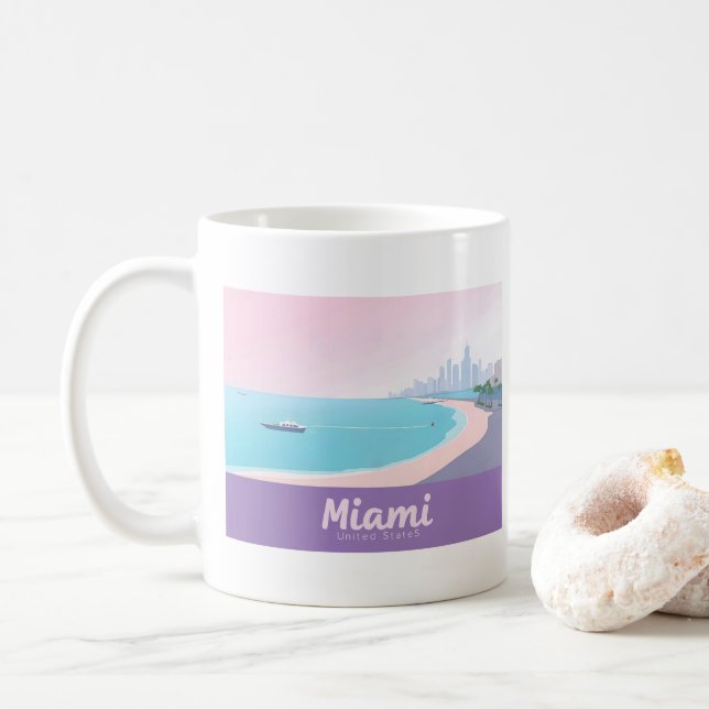 Miami Florida Kusten Cityscape Pastel Travel Kaffemugg (Med munk)